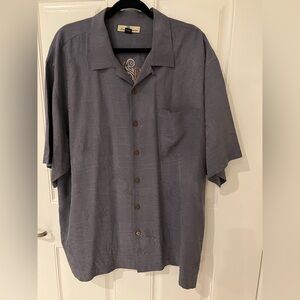 Tommy Bahama Mens 100% Silk Grey Zen and Now Button Up Shirt Size XL